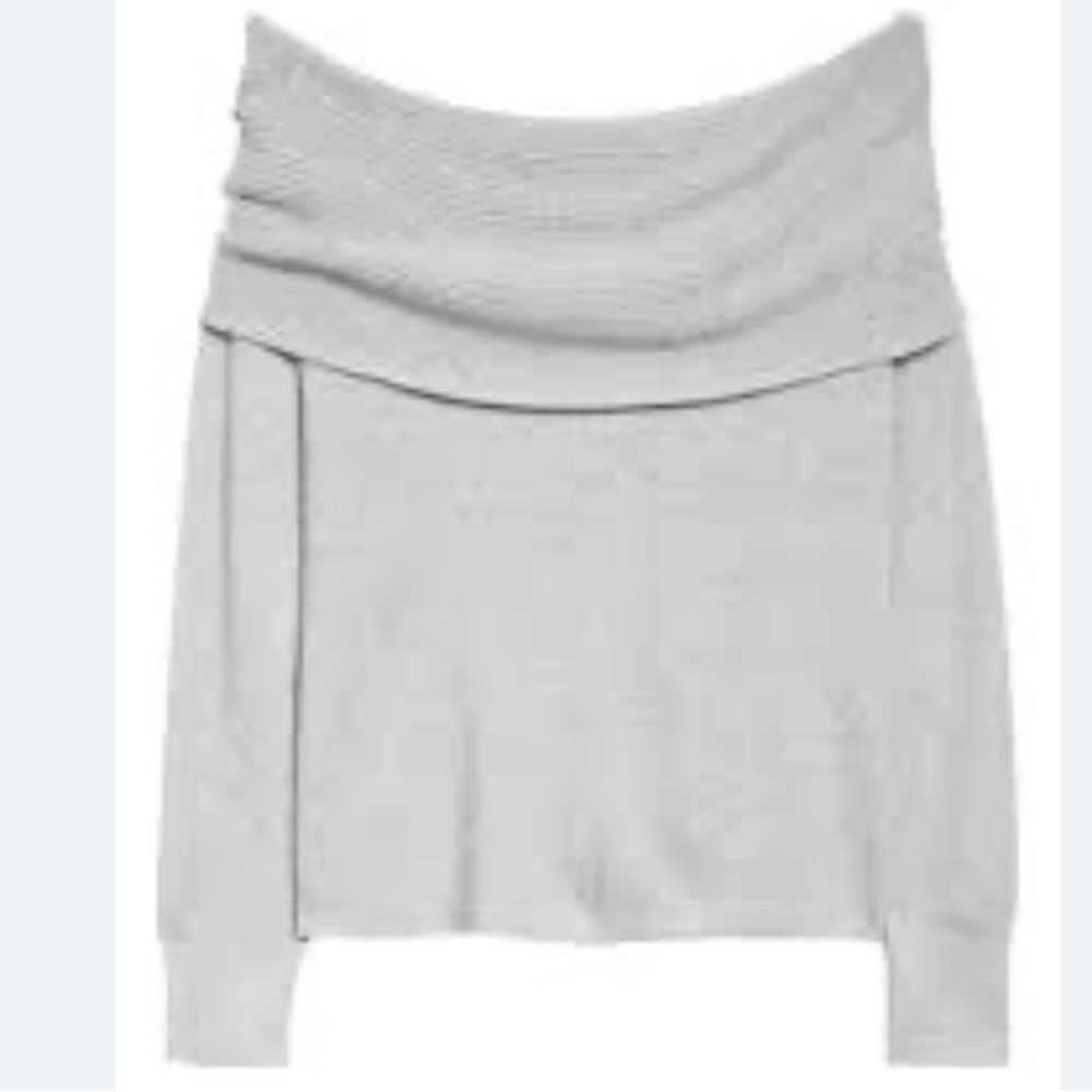 Leith Women's Off-Shoulder Sweater - Light Gray New!